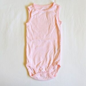 carter's light pink striped sleeveless bodysuit diaper shirt 18 months baby girl